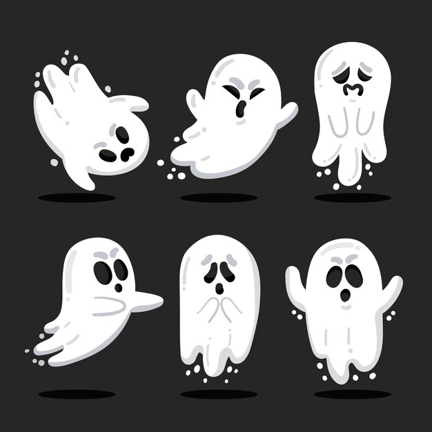 Flat design halloween ghost collection