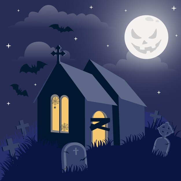 Free Vector flat design halloween house