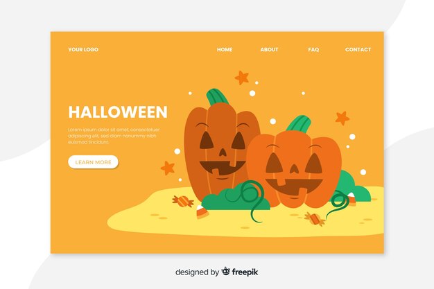 Flat design halloween landing page