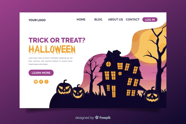 Flat design halloween landing page