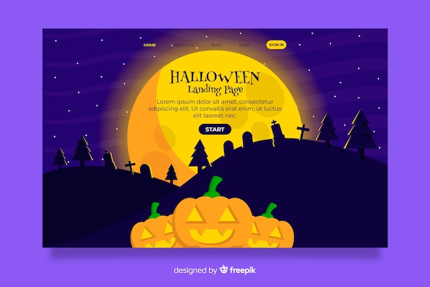 Free Vector flat design halloween landing page