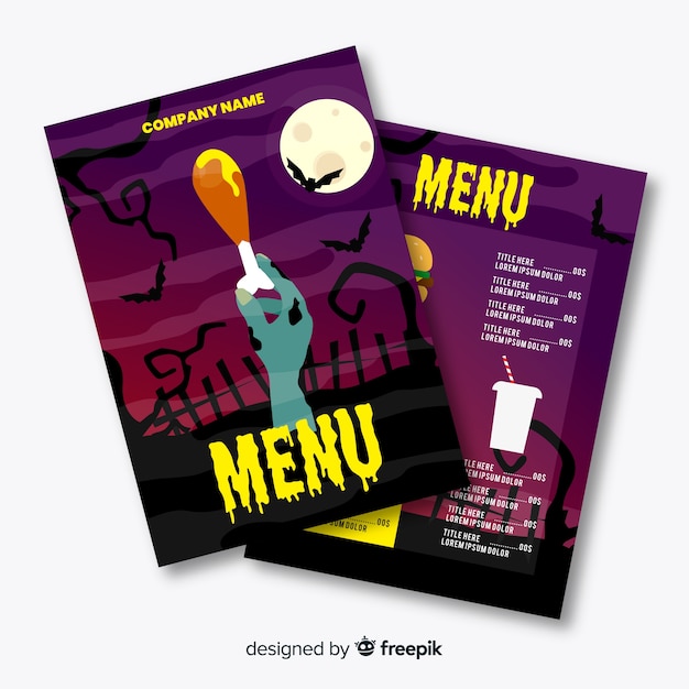 Flat design halloween menu template