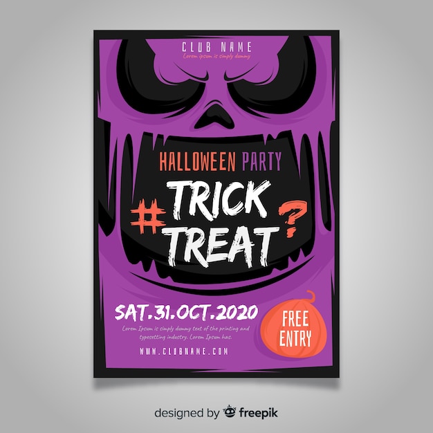 Free Vector flat design halloween party poster template