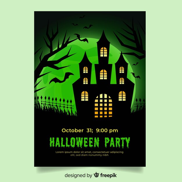 Flat design halloween party poster template