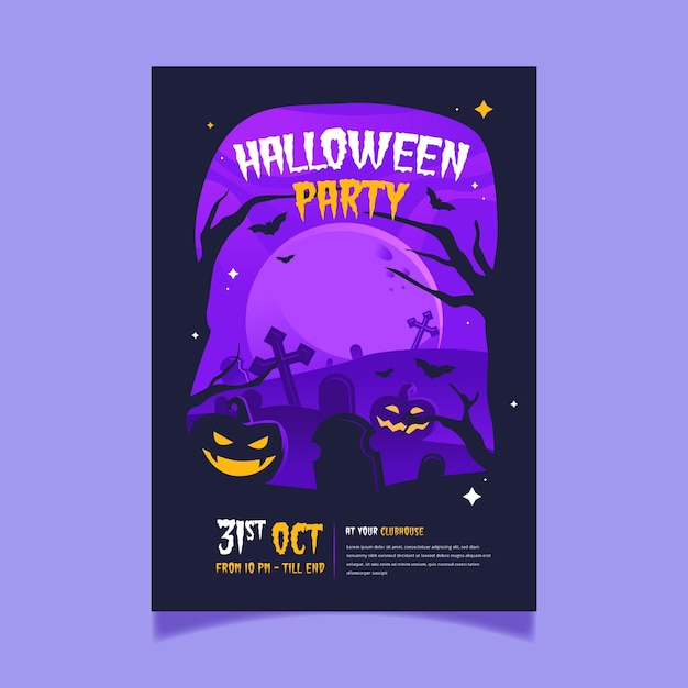 Flat design halloween party poster template