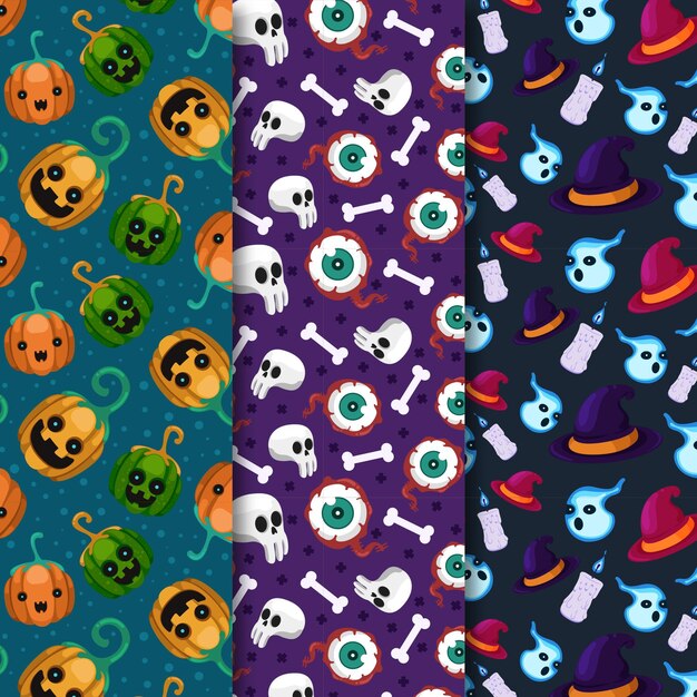 Flat design halloween patterns