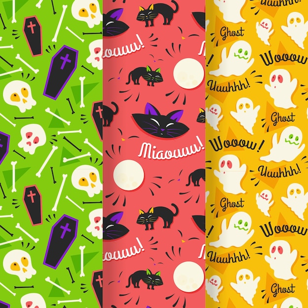 Free Vector flat design halloween patterns