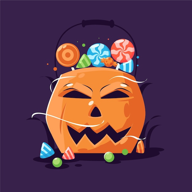 Flat design halloween pumpkin bag