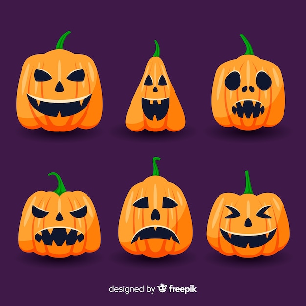 Flat design of halloween pumpkin collection