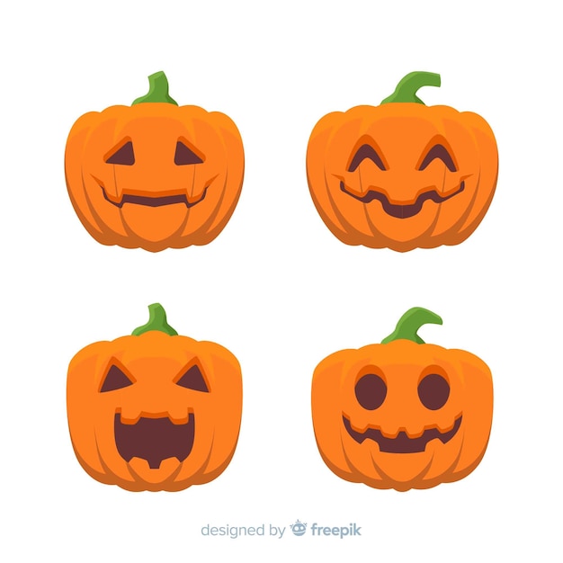 Flat design of halloween pumpkin collection