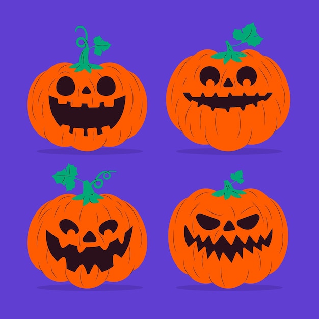 Free Vector flat design halloween pumpkin collection