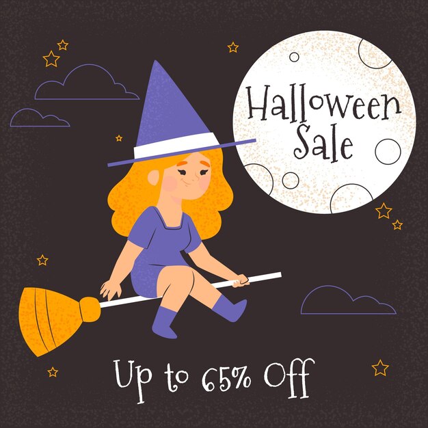 Free Vector flat design halloween sale concept