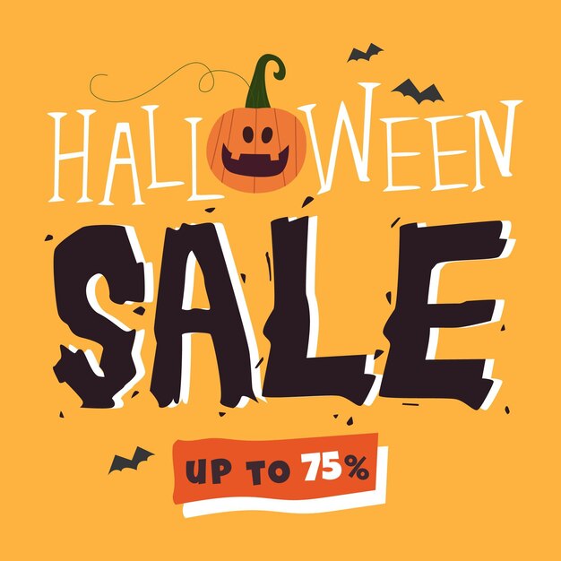 Flat design halloween sale concept