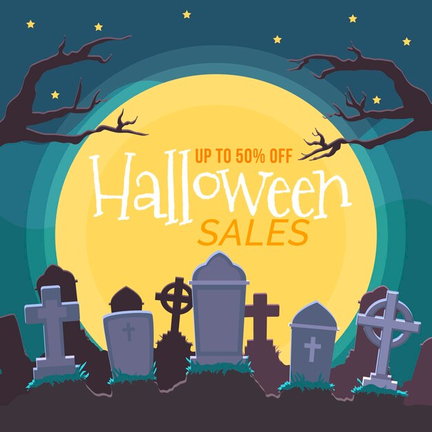 Flat design halloween sale