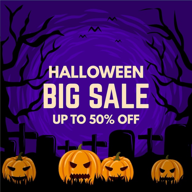 Flat design halloween sale