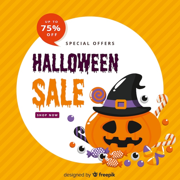 Free Vector flat design of halloween special offer sale