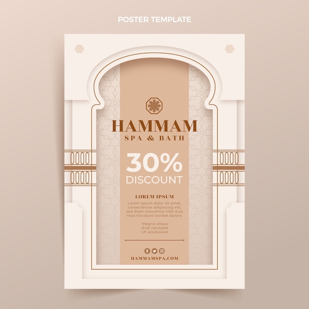 Flat design hammam poster with discount