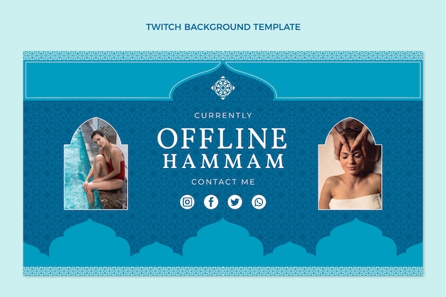 Flat design hammam twitch background