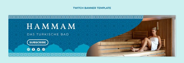 Flat design hammam twitch banner template