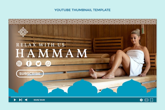 Free Vector flat design hammam youtube thumbnail