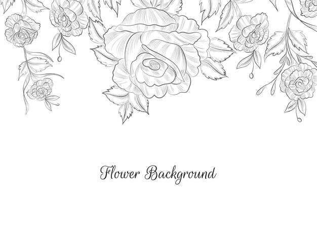 Flat design hand drawn flower sketch background vector