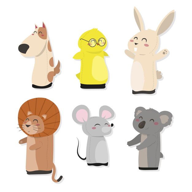 Flat design hand puppets collection