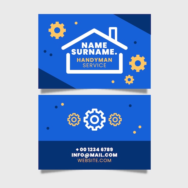 Flat design handyman business cards template