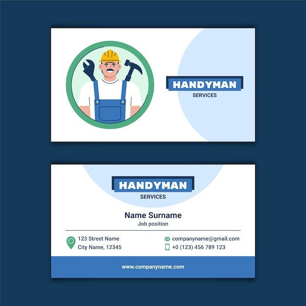 Free vector flat design handyman business cards