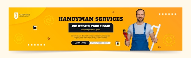 Free vector flat design handyman job banner template