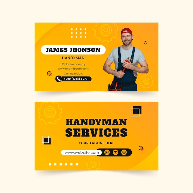 Free Vector flat design handyman job  horizontal business card 