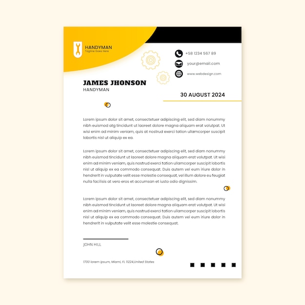 Flat design handyman job  letterhead 