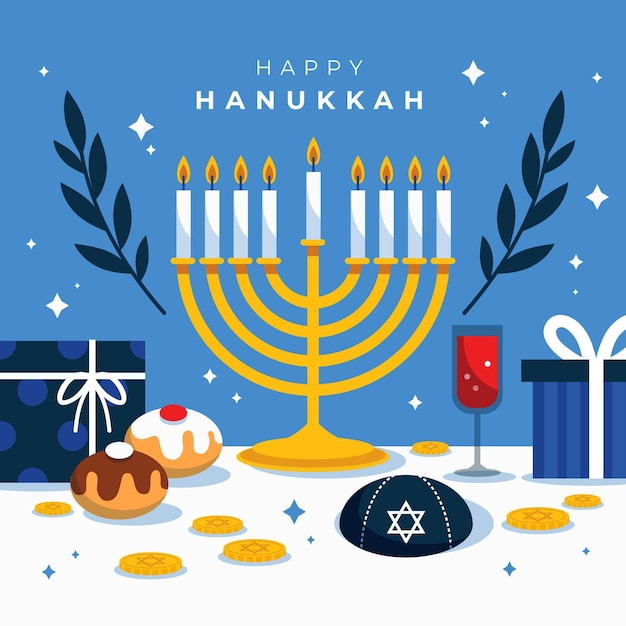 Flat design hanukkah concept