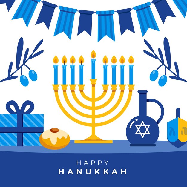 Flat design hanukkah concept