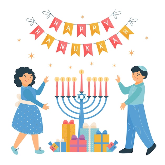 Free Vector flat design hanukkah concept