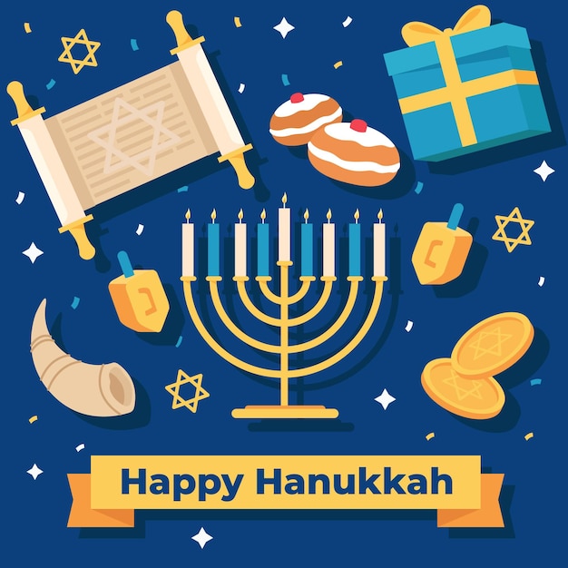 Free Vector flat design hanukkah concept