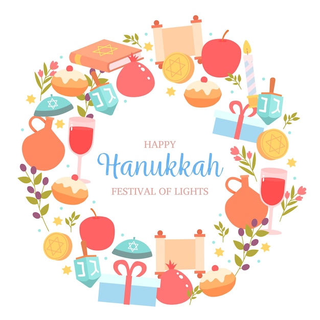 Flat design hanukkah concept