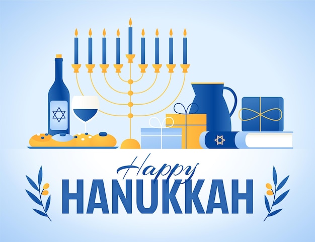 Free Vector flat design hanukkah concept