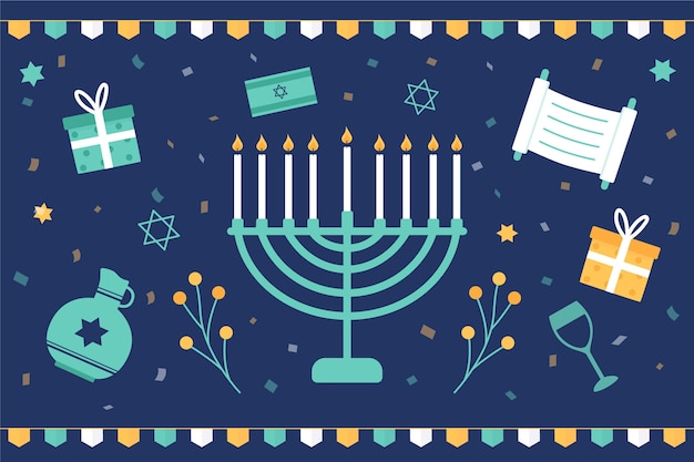 Flat design hanukkah concept