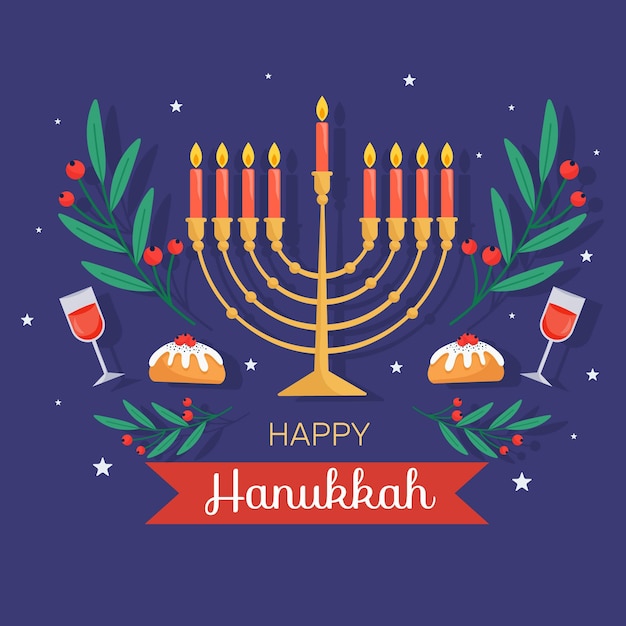 Free Vector flat design hanukkah concept