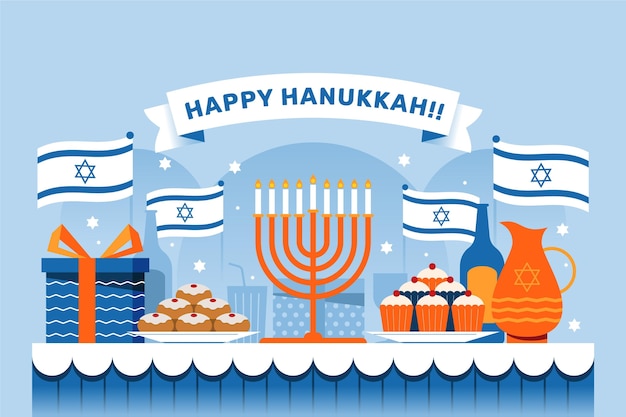 Free Vector flat design hanukkah concept