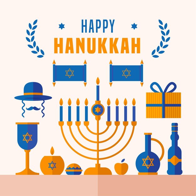 Flat design hanukkah concept