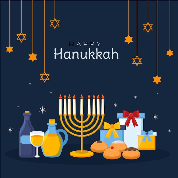 Free Vector flat design hanukkah concept