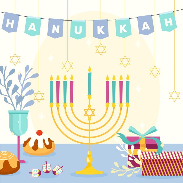 Flat design hanukkah concept