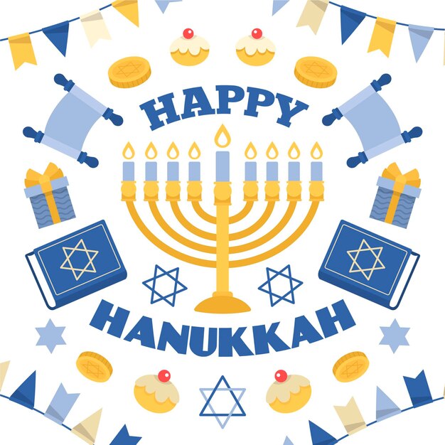 Flat design hanukkah concept