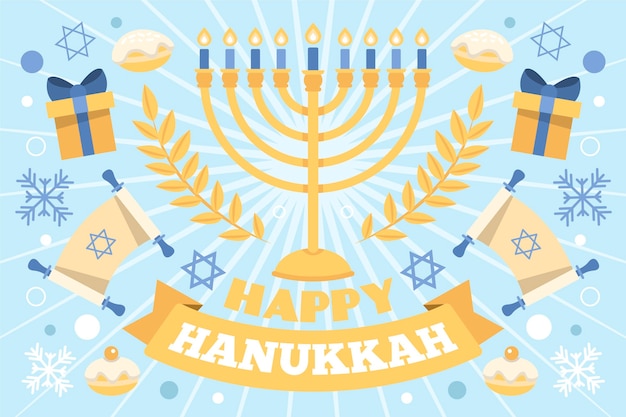 Free Vector flat design hanukkah concept