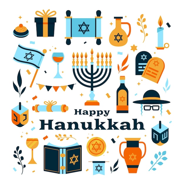 Flat design hanukkah