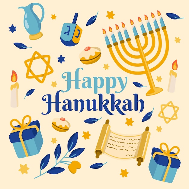 Flat design hanukkah