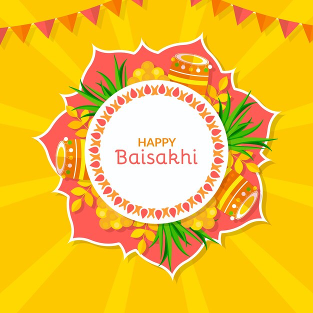 Flat design happy baisakhi concept