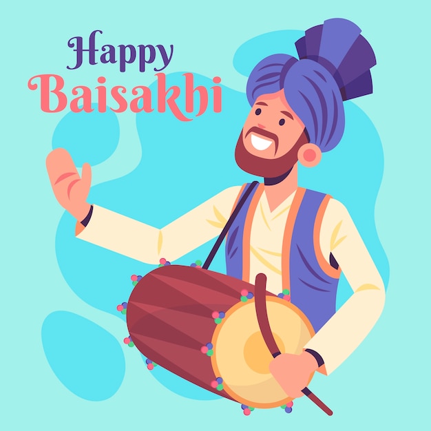 Flat design happy baisakhi theme