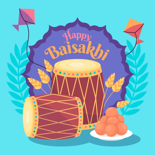 Flat design happy baisakhi